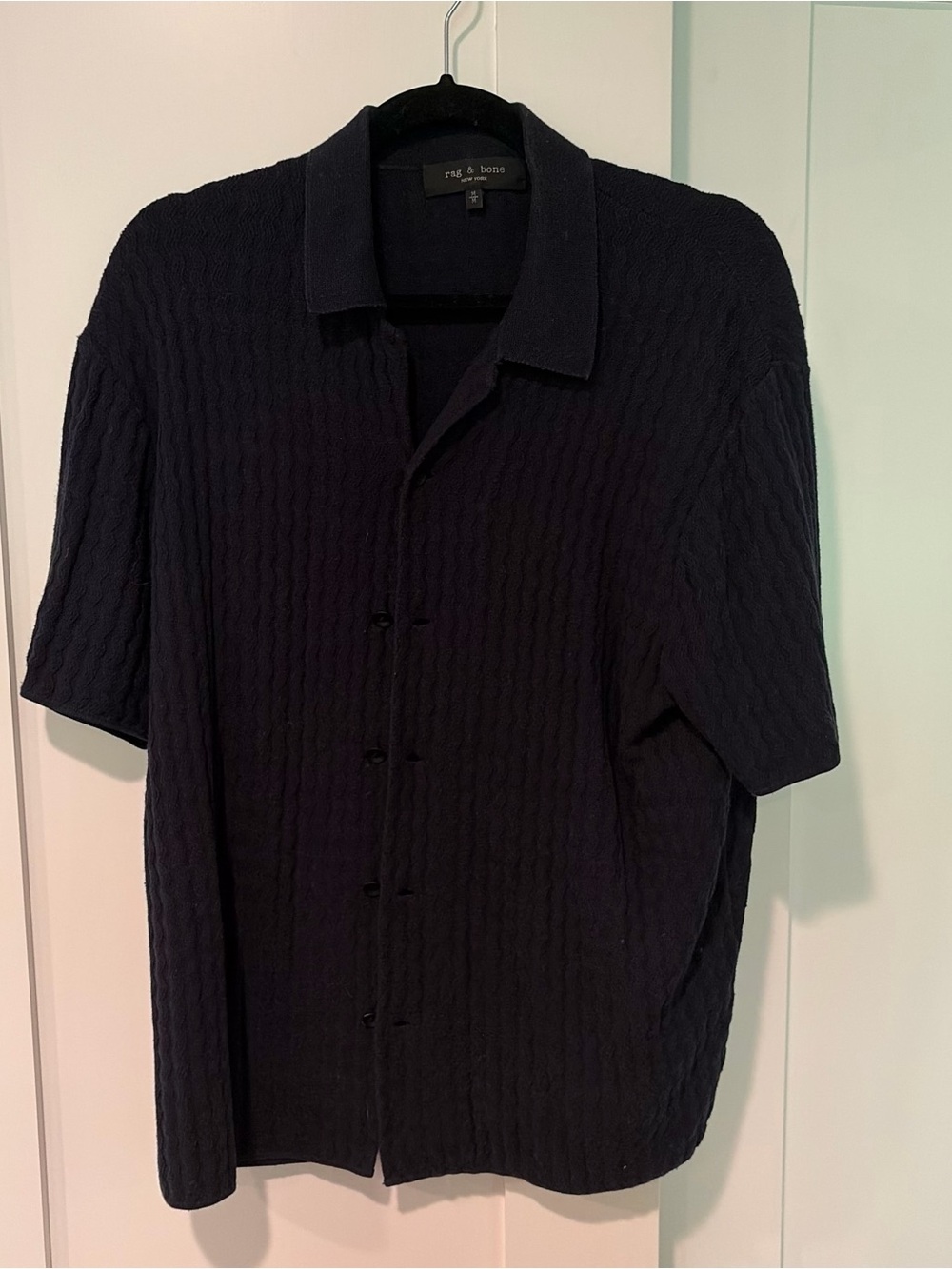 rag & bone Men's Navy Short-Sleeve Knit Polo